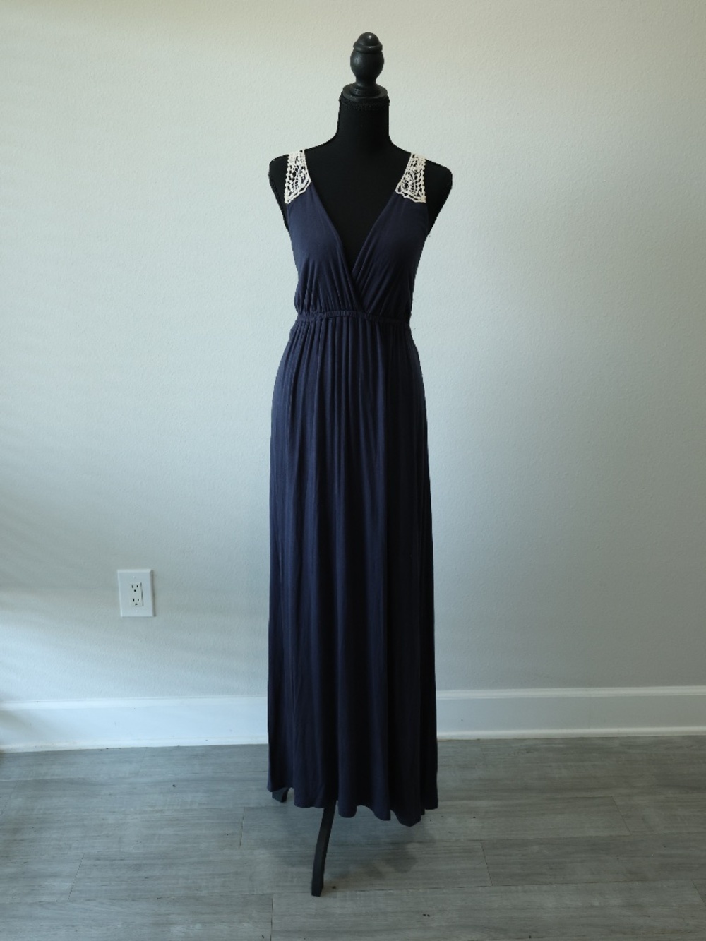 Beautiful navy maxi dress with crochet back detail